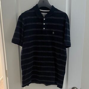 Original Penguin Men's Navy Polo with Light Stripes